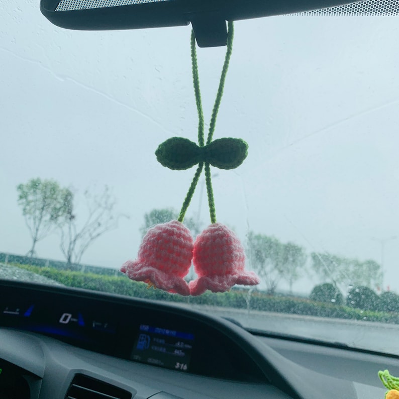 Blingcute | Crochet Lily of the valley Car Mirror Hanging Decor - Blingcute