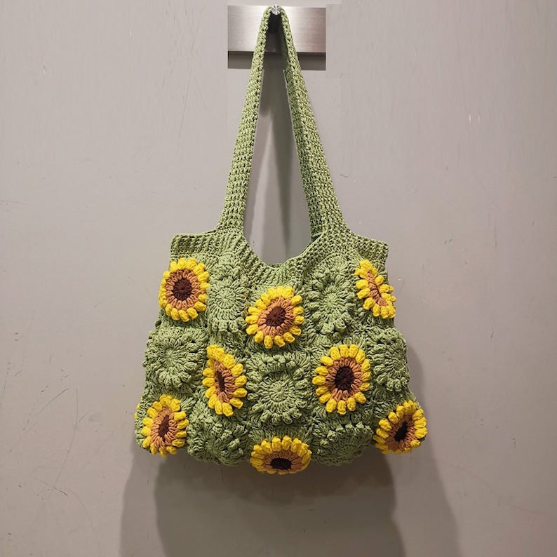 Sunflower handmade crochet crossbody bag – FancyBull Creations