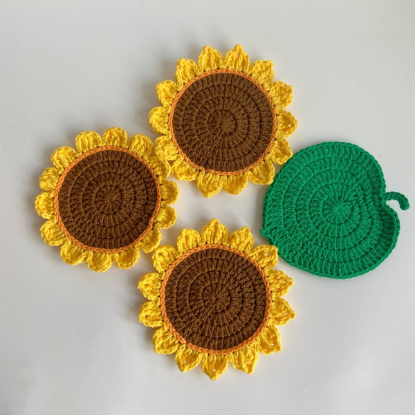 Blingcute | Sunflower Coaster Set of 4 | Handmade Home Decor - Blingcute