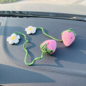 Blingcute | 2 Pcs cute Strawberry Flower | Car Accessories Mirror Hanging - Blingcute