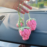 Blingcute | 2 pcs Cute Strawberry kawaii Flower | Car Mirror Hanging Decor - Blingcute