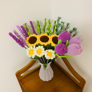 Blingcute | Crochet Flowers | Lavender Eucalyptus Tulips Sunflower Daisy Flower - Blingcute