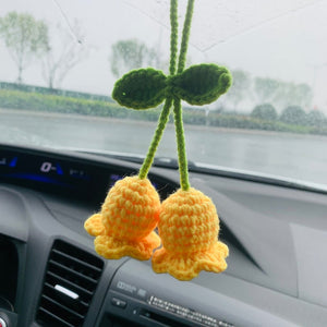 Blingcute | Crochet Lily of the valley Car Mirror Hanging Decor - Blingcute