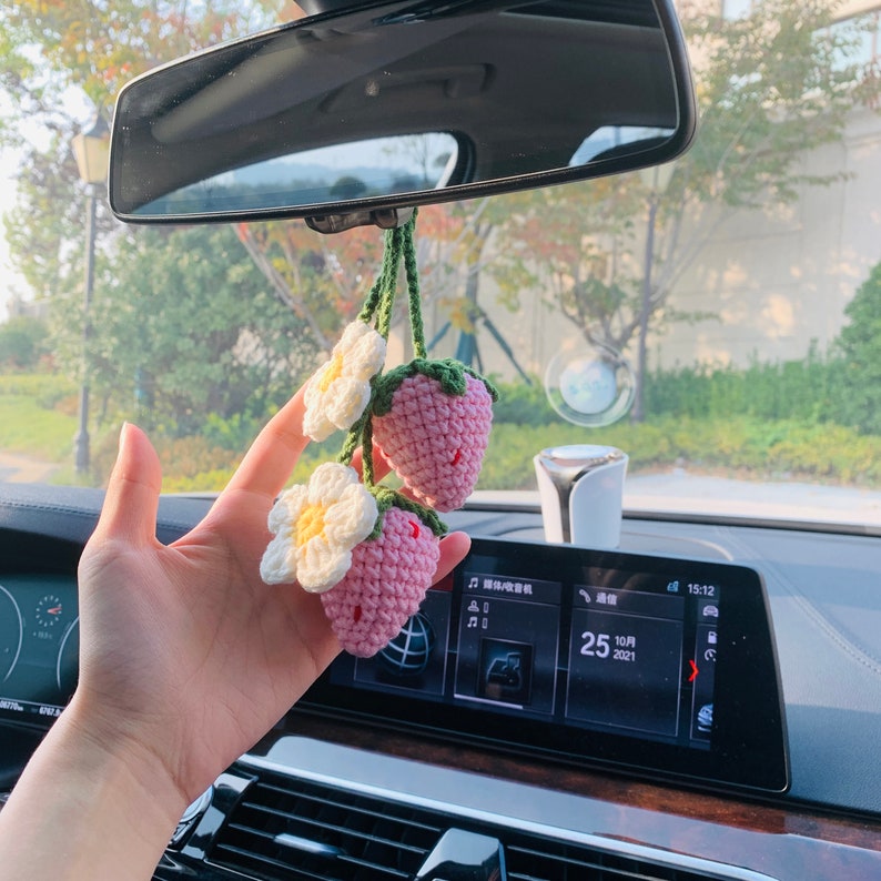 Blingcute | 2 Pcs cute Strawberry Flower | Car Accessories Mirror Hanging - Blingcute