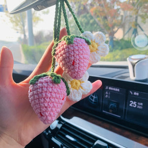 Blingcute | 2 Pcs cute Strawberry Flower | Car Accessories Mirror Hanging - Blingcute