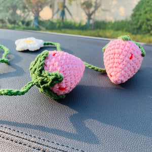 Blingcute | 2 Pcs cute Strawberry Flower | Car Accessories Mirror Hanging - Blingcute