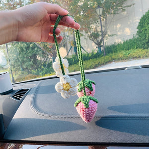 Blingcute | 2 Pcs cute Strawberry Flower | Car Accessories Mirror Hanging - Blingcute