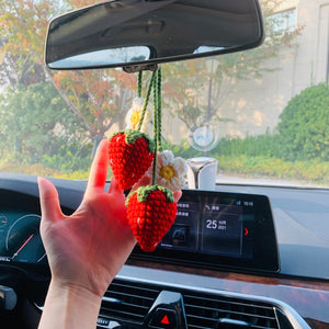 Blingcute | 2 Pcs cute Strawberry Flower | Car Accessories Mirror Hanging - Blingcute