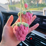 Blingcute | 2 pcs Cute Strawberry kawaii Flower | Car Mirror Hanging Decor - Blingcute