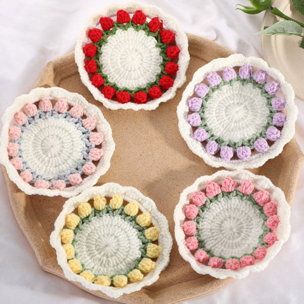 Blingcute | Crochet Tulip Coaster | Handmade Home Decor - Blingcute