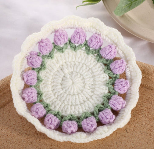 Blingcute | Crochet Tulip Coaster | Handmade Home Decor - Blingcute