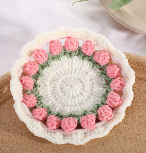 Blingcute | Crochet Tulip Coaster | Handmade Home Decor - Blingcute