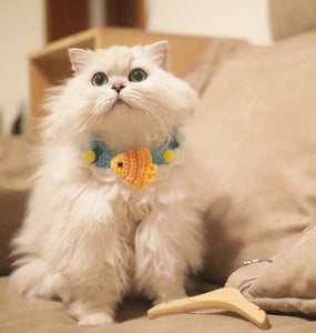 Blingcute | Cat Fish Knit Collar | Crochet Pet Collar - Blingcute