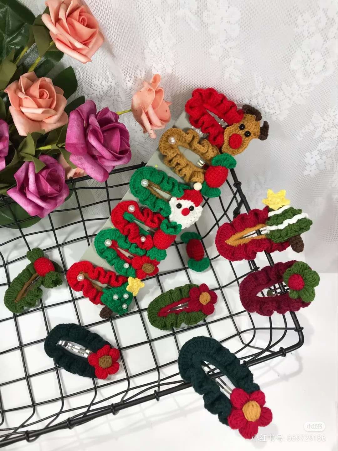 Blingcute | Crochet Christmas Hairclips | Little Girl Hair Clips - Blingcute