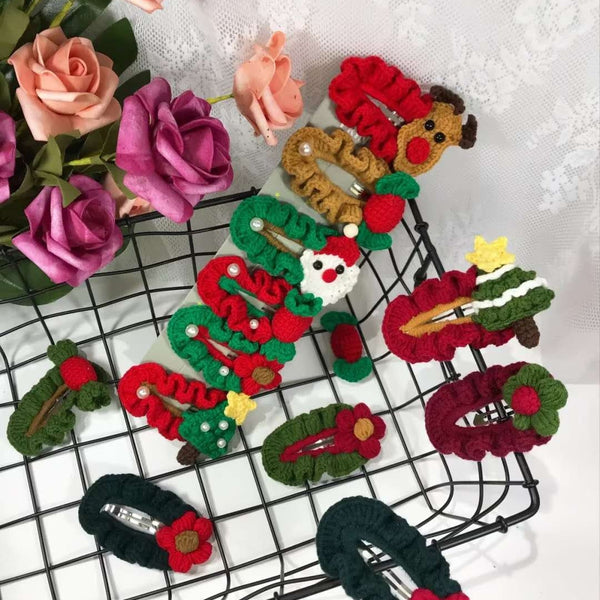 Blingcute | Crochet Christmas Hairclips | Little Girl Hair Clips - Blingcute