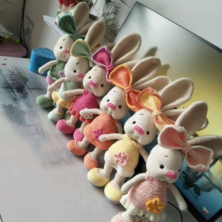 Amigurumi dolls and bunnies