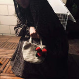 Crochet Tote Bag Hand Knitted Strawberry Tote Bag Strawberry Pendant Crochet Tote Bag - Blingcute