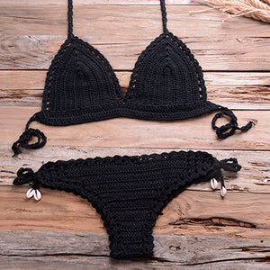 Blingcute | Solid Crochet Bikini | Beach Swimwear  Boho Beach Wear - Blingcute