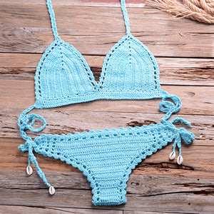 Blingcute | Solid Crochet Bikini | Beach Swimwear  Boho Beach Wear - Blingcute