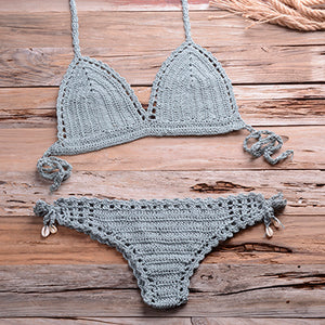 Blingcute | Solid Crochet Bikini | Beach Swimwear  Boho Beach Wear - Blingcute