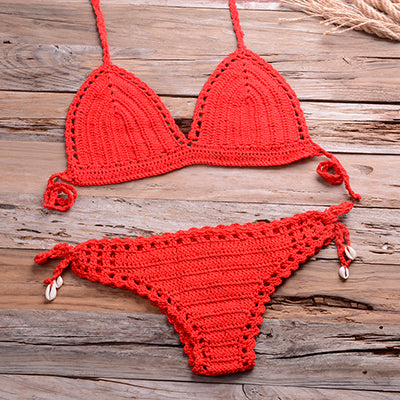 Blingcute | Solid Crochet Bikini | Beach Swimwear  Boho Beach Wear - Blingcute