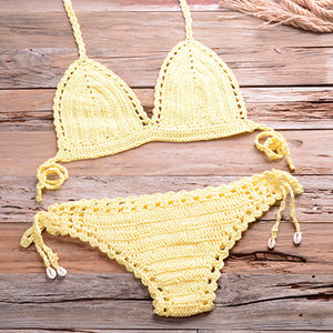 Blingcute | Solid Crochet Bikini | Beach Swimwear  Boho Beach Wear - Blingcute