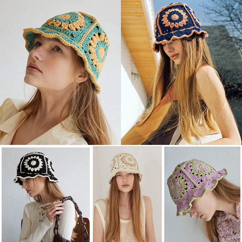 Blingcute | Hollow Crochet Bucket Hats - Blingcute