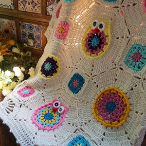 Blingcute | White Owl Crochet  | Afghan Blanket - Blingcute