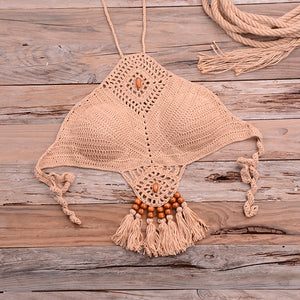 Blingcute | Crochet Bikini | Sexy Halter Tie Knitting Bikini - Blingcute