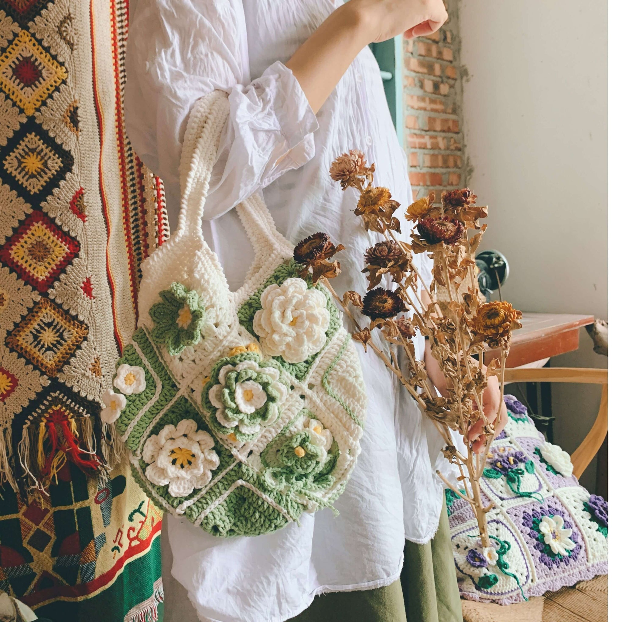 Blingcute | Crochet Bags | Crochet Violet Flower Bag - Blingcute