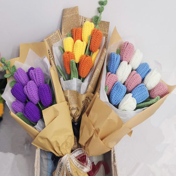 Blingcute | Crochet Bouquet of Flowers | DIY Crochet Tulip - Blingcute