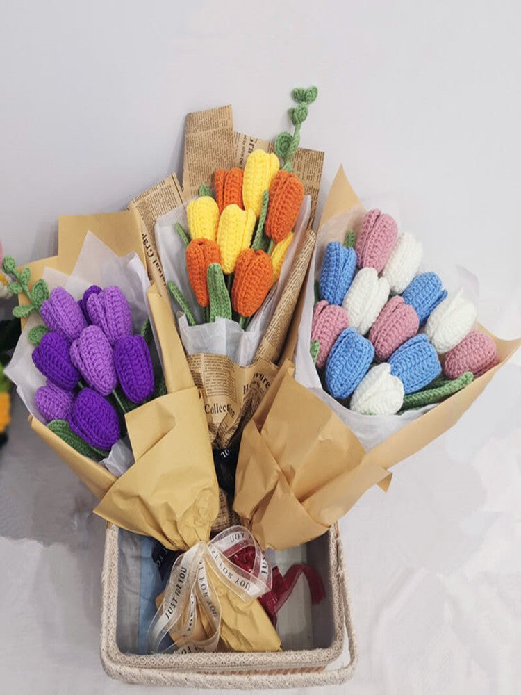 TOP 3 How to DIY Crochet Bouquet-Tulip - Crochet Bouquet flowers,Flowers,  handmade flowers