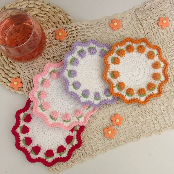 Blingcute | Strawberry Coaster | Crochet Coasters - Blingcute