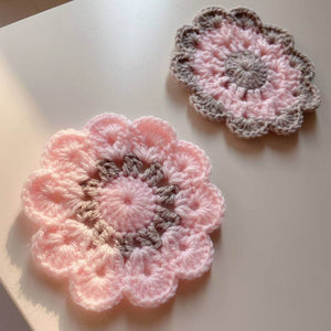 Blingcute | A Set of 2 Crochet Coaster Flower | Desk Decorations - Blingcute