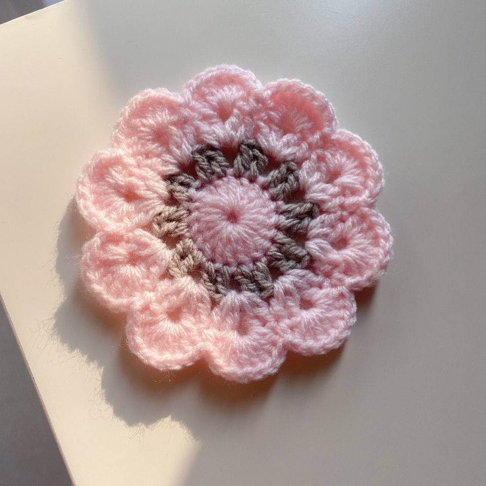 Blingcute | A Set of 2 Crochet Coaster Flower | Desk Decorations - Blingcute