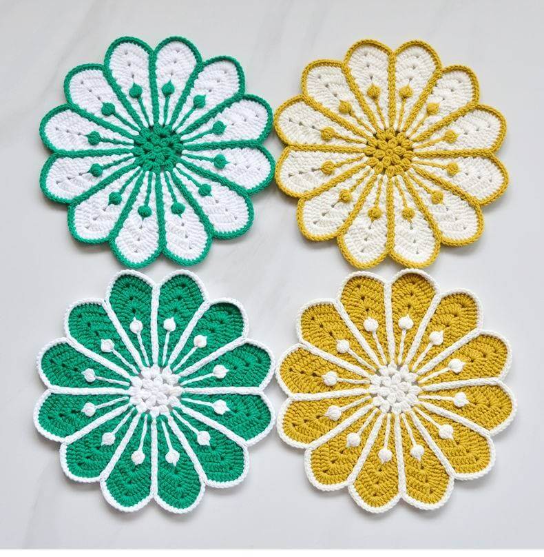 Blingcute | Crochet Peacock Coaster | Home Decoration Coasters - Blingcute