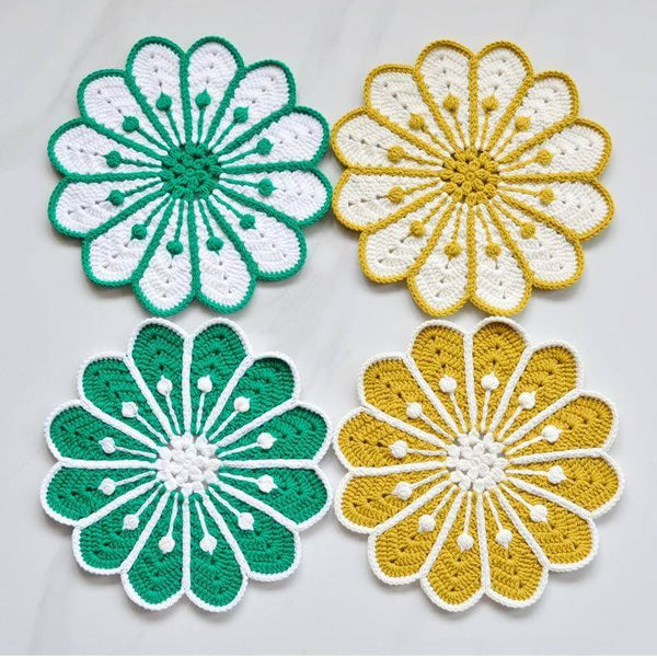 Blingcute | Crochet Peacock Coaster | Home Decoration Coasters - Blingcute