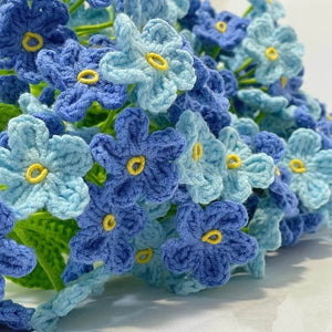 Blingcute | Crochet Bouquet | Handmade Knitted Forget-Me -Not - Blingcute