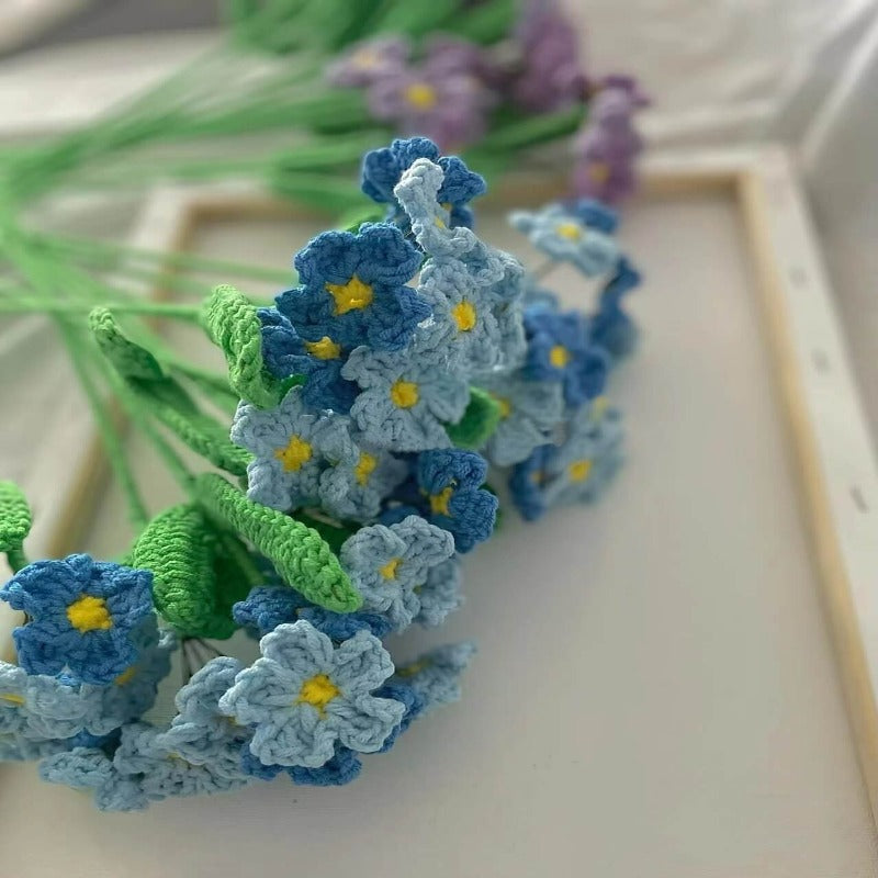 Blingcute | Crochet Bouquet | Handmade Knitted Forget-Me -Not - Blingcute