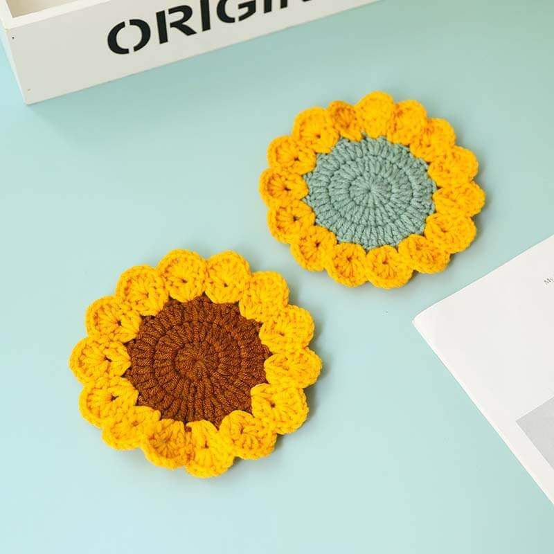 Blingcute | Crochet Coaster Flower | A Set of 3 Flowers Coasters - Blingcute